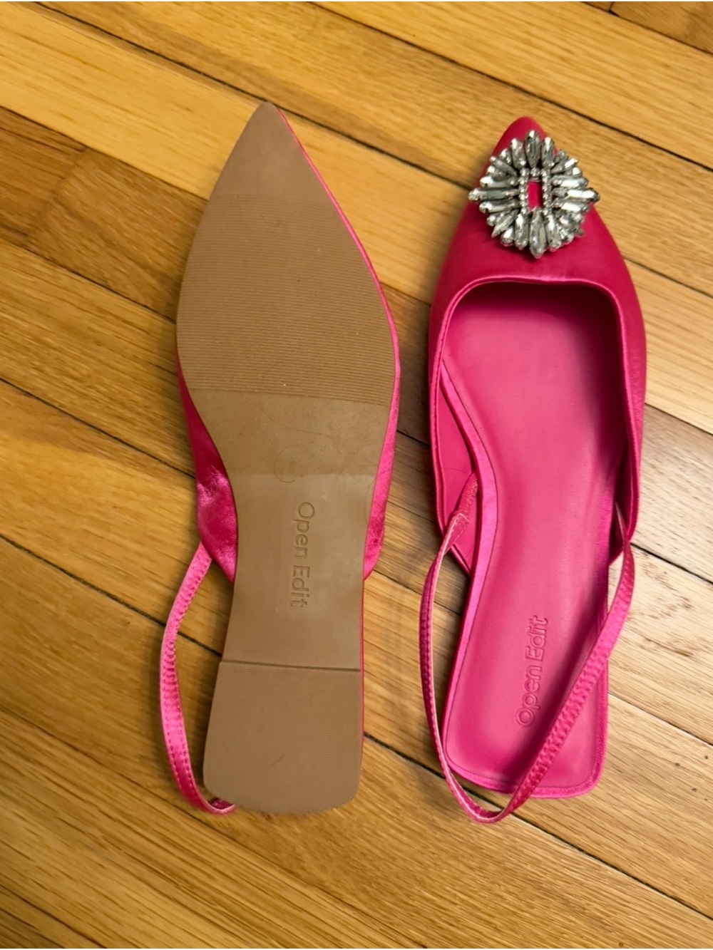 Hot Pink sling back flats